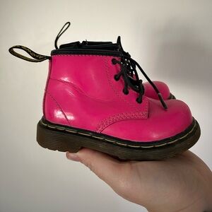 Dr Martens Brooklee B TODDLER Boots Patent Hot Pink Side Zip size 6